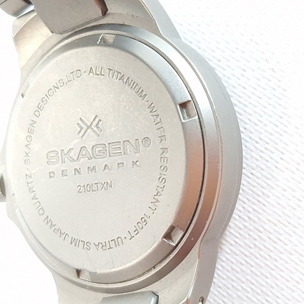 Skagen Ultra Slim Watch Men 36mm Titanium Blue Dial, New Battery - Picture 6 of 8